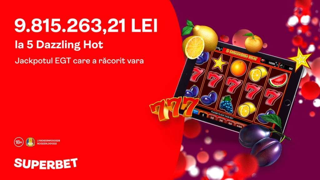 Jackpot EGT senzațional câștigat la Superbet: 9.815.263 lei