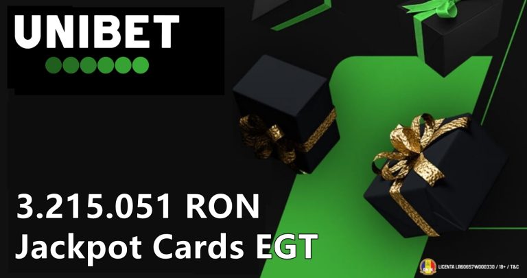 Un jucător Unibet a câștigat 3.215.051 RON Jackpot Cards EGT pe 24 ianuarie
