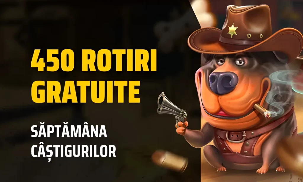 Câștigă până la 450 Rotiri Gratuite - 100 pe miza de 1 RON